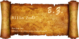 Billa Zoé névjegykártya